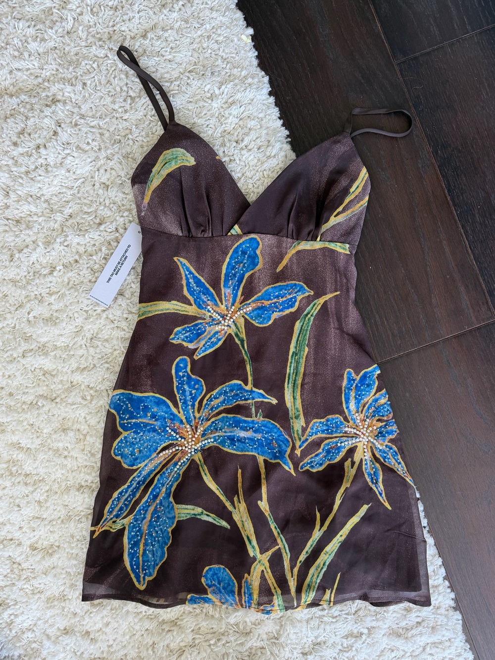 Princess Polly Beaded Floral Brown Mini Dress